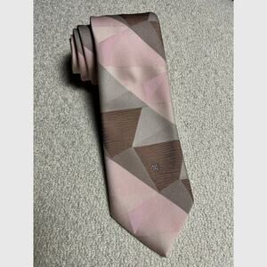 Vintage Givenchy 60’s MCM Polyester Tie Mad Men Abstract Shapes Pinks Browns